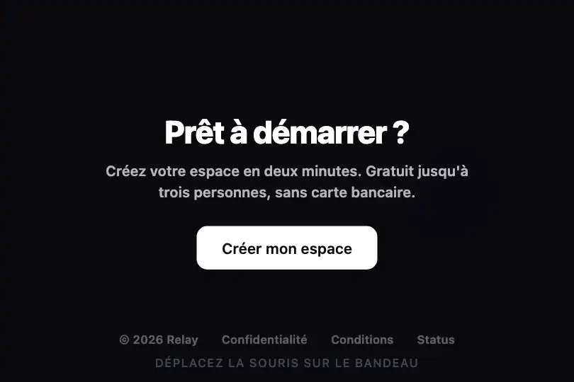 Bandeau de pied de page — « Prêt à démarrer ? » — Spotlight Cursor exemple 1