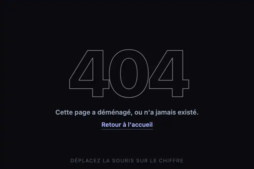 404 page — the error code reveals itself — Cursor Text Reveal example 2
