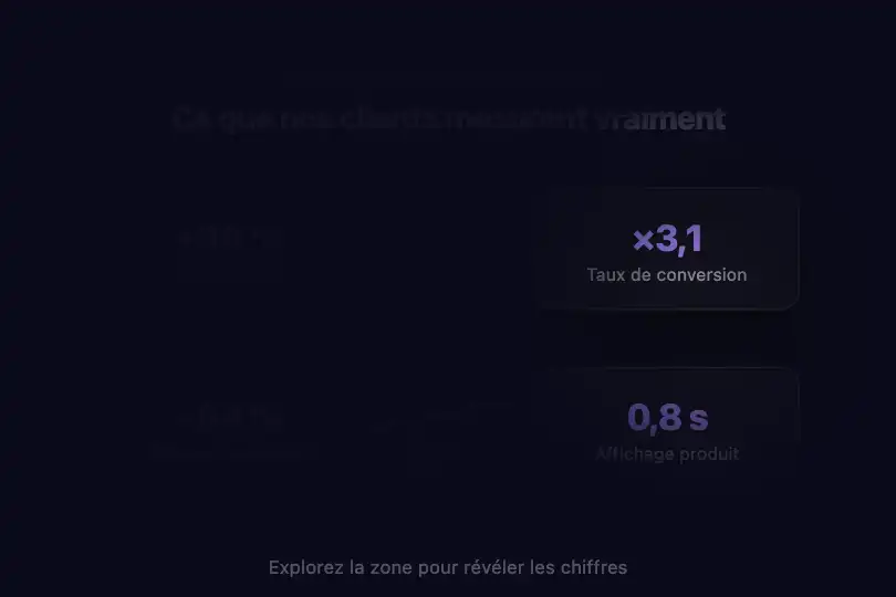 Section de révélation produit — landing page — Cursor Spotlight exemple 1