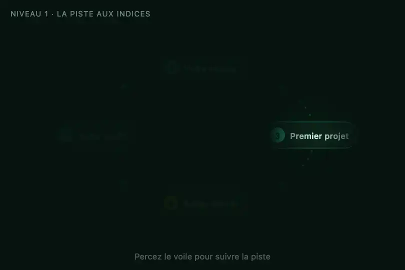 Chasse aux indices — jeu ou onboarding interactif — Cursor Spotlight exemple 2