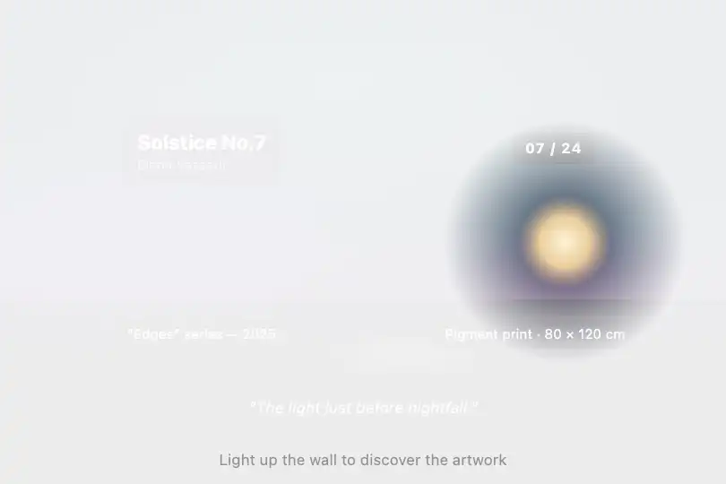 Gallery with hidden captions — artist or photography site — Cursor Spotlight example 3