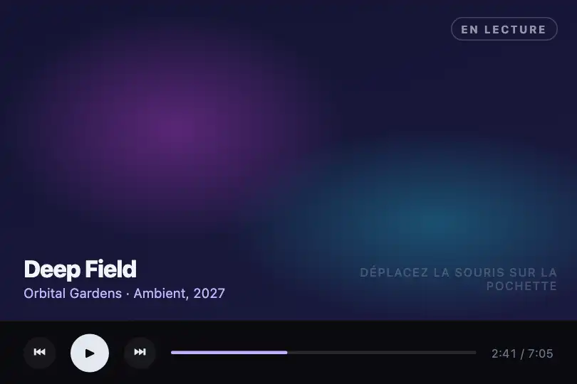 Lecteur ambient — pochette interactive d'un album — Cursor Ripple Field exemple 3