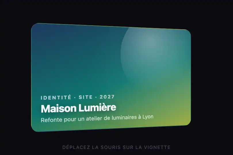 Vignette de projet — grille de portfolio — Cursor Tilt Effect exemple 2