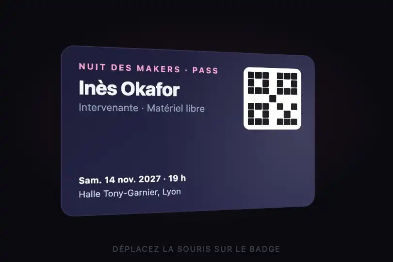 Badge d'événement — pass nominatif — Cursor Tilt Effect exemple 3