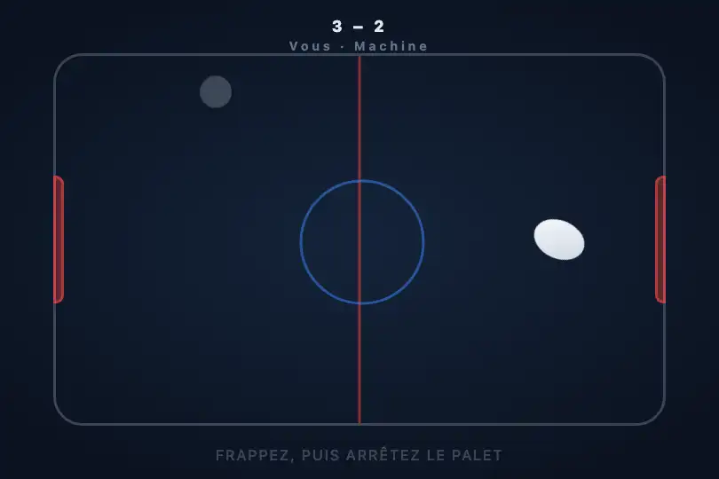 Table de air hockey — palet piloté à la souris — Elastic Cursor exemple 3