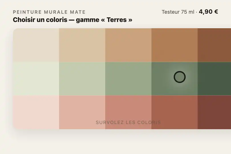 Nuancier de peinture — choisir un coloris — Cursor Color Sampler exemple 2