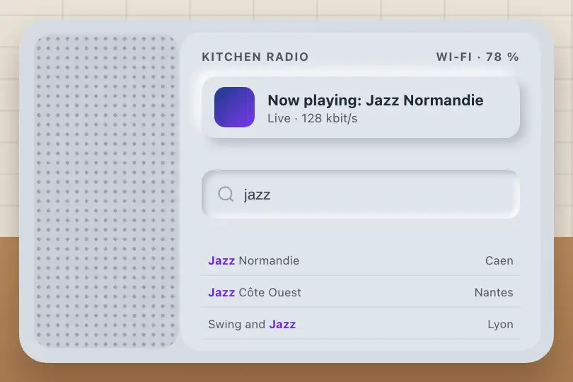 Finding a station — kitchen internet radio — Neu Input example 1
