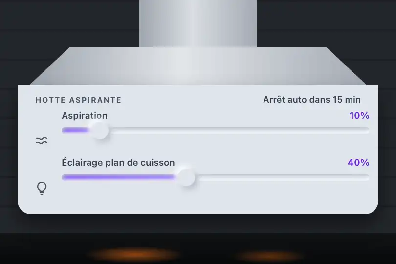 Puissance d'aspiration — panneau tactile d'une hotte de cuisine — Neu Slider exemple 2