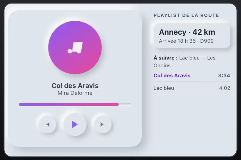 Autoradio d'un van aménagé — écran tactile du tableau de bord — Neu Music Player exemple 3