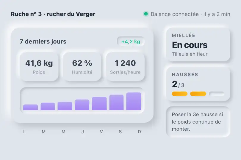 Poids et humidité de la ruche — appli d'une ruche connectée — Neu Dashboard exemple 3