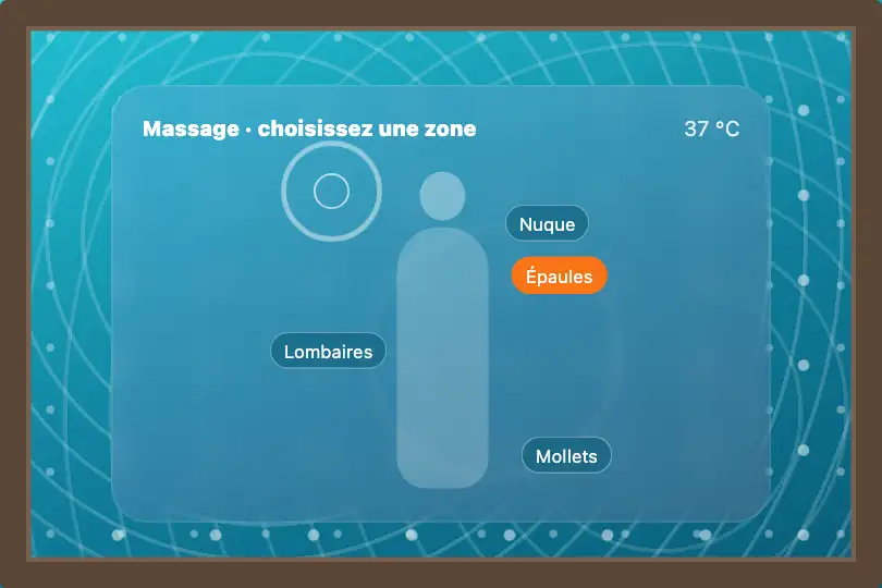 Choisir une buse de massage — panneau tactile d'un spa de jardin — Glass Ripple Touch exemple 1