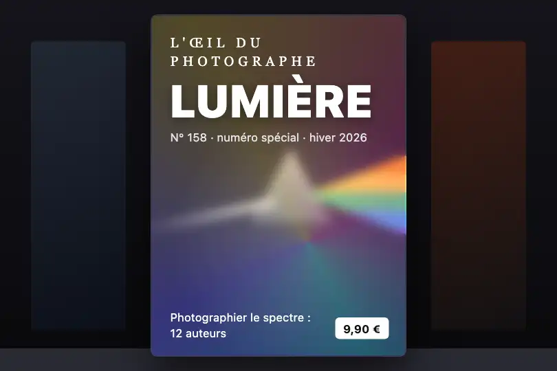 Couverture d'un numéro spécial « Lumière » — magazine de photographie — Iridescent Glass Panel exemple 3