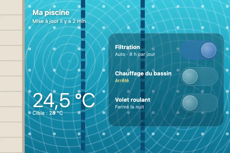 Activer le chauffage du bassin — appli d'une piscine connectée — Liquid Glass Toggle exemple 1