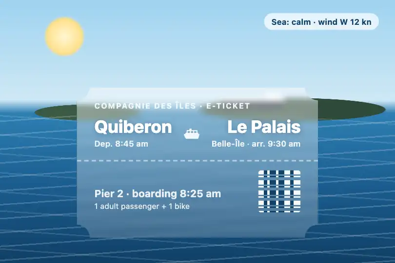 Ferry ticket to the islands — a crossing company's app — Scooped Containers example 1