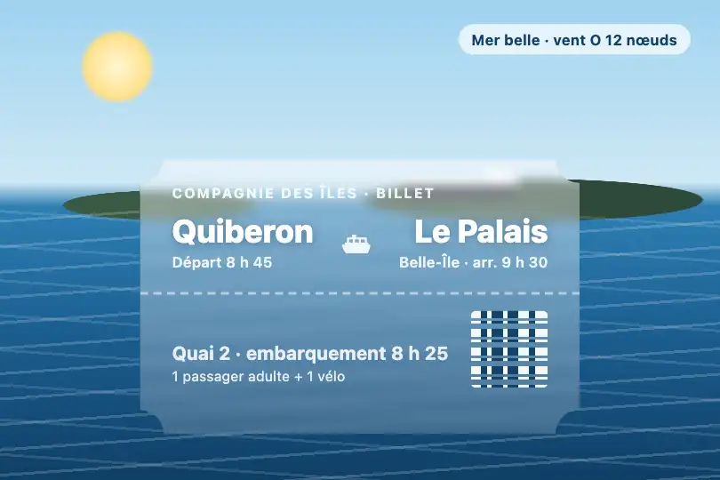 Billet de bateau pour les îles — appli d'une compagnie de traversée — Scooped Containers exemple 1