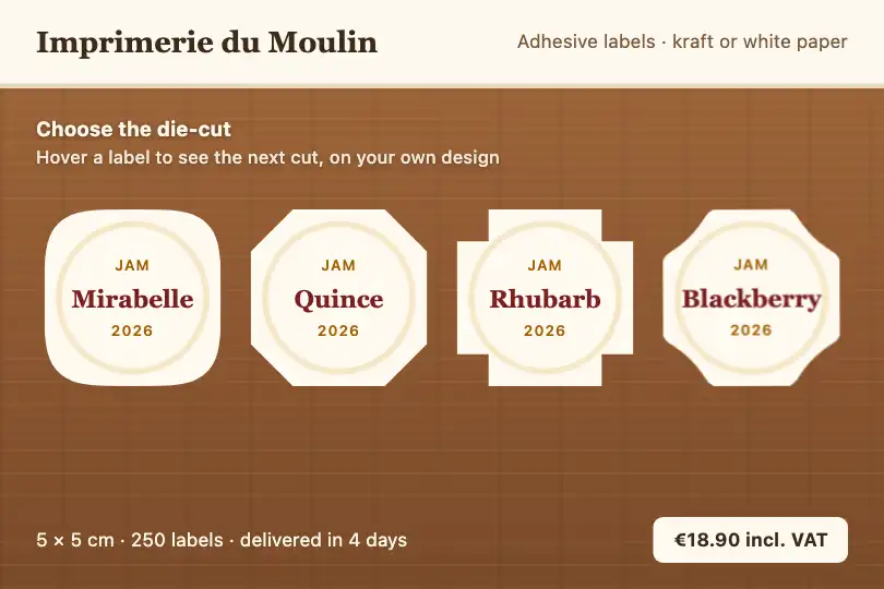 Choosing a label die-cut — online print shop — Morphing Corner Shapes example 3
