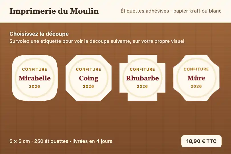 Choisir la découpe d'une étiquette — imprimerie en ligne — Morphing Corner Shapes exemple 3