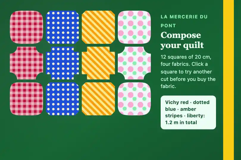 Patchwork board — an online haberdashery's generator — Corner Shape Grid example 2