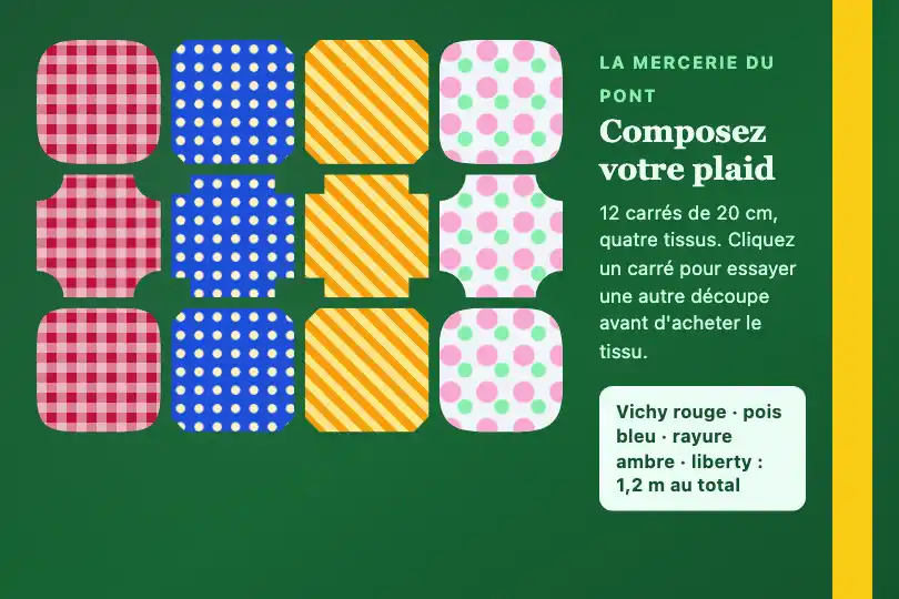 Planche de patchwork — générateur d'une mercerie en ligne — Corner Shape Grid exemple 2