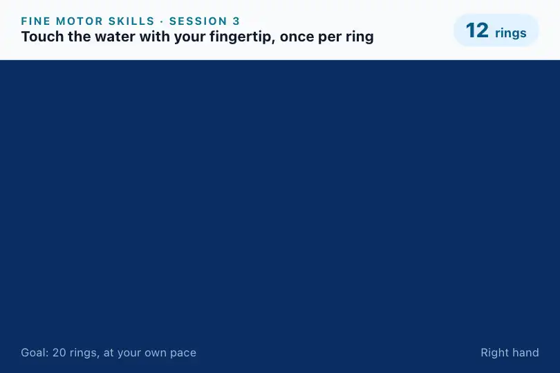Making rings in the water — fine motor skills exercise in a rehab center app — Water Ripple example 3