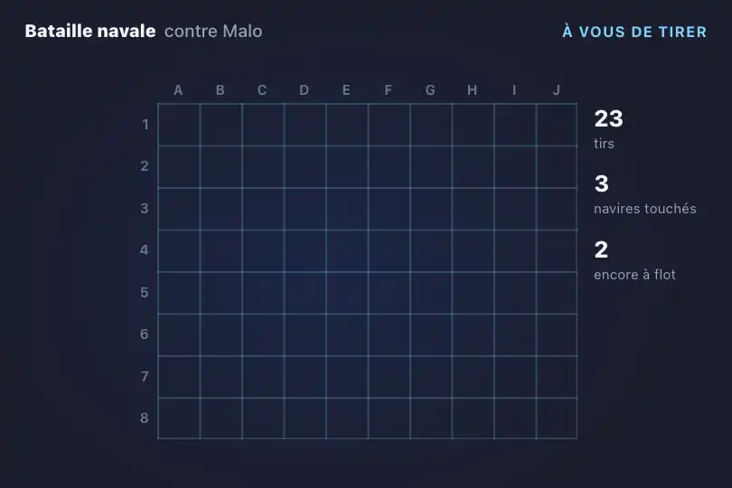 Tir « à l'eau » — jeu de bataille navale en ligne — Splash Effect exemple 1