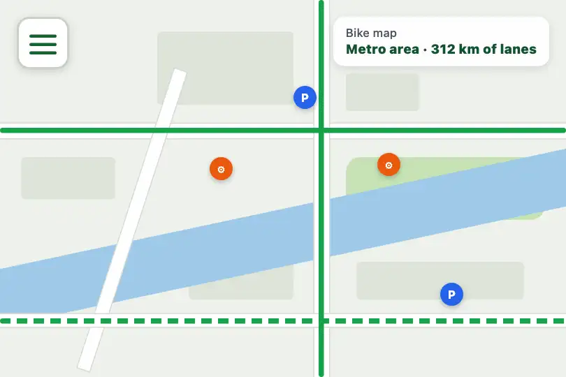 Layers panel of a bike lane map — a metro area cycling app — Icon Morph example 2