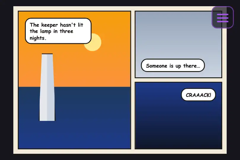 Menu button of a digital comics app — Icon Morph example 3