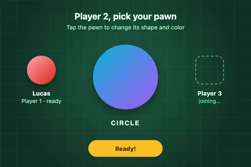 Picking a pawn before a game — an online board game — Shape Shifter example 3