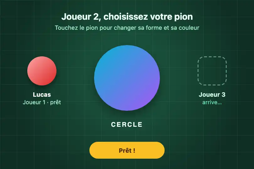 Choix du pion avant une partie — jeu de société en ligne — Shape Shifter exemple 3