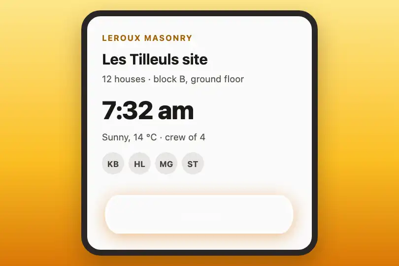 Clocking in on the building site — a masonry company's time-tracking app — Button Morph example 2