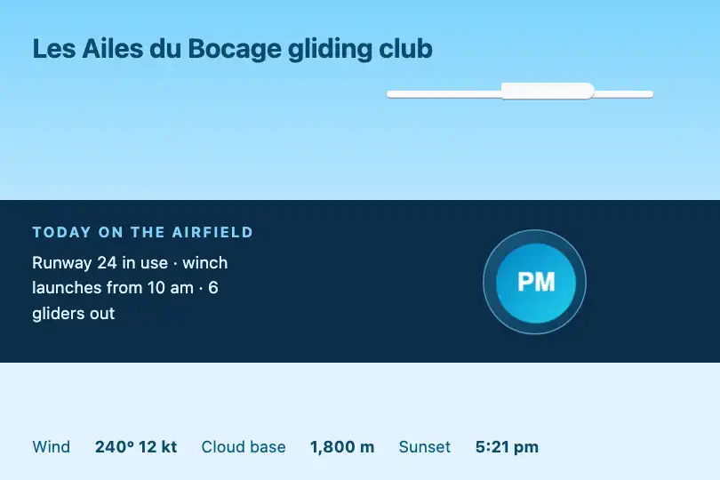 Today's duty pilot — a gliding club website — Avatar Morph example 3
