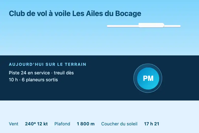 Chef de piste du jour — site d'un club de vol à voile — Avatar Morph exemple 3