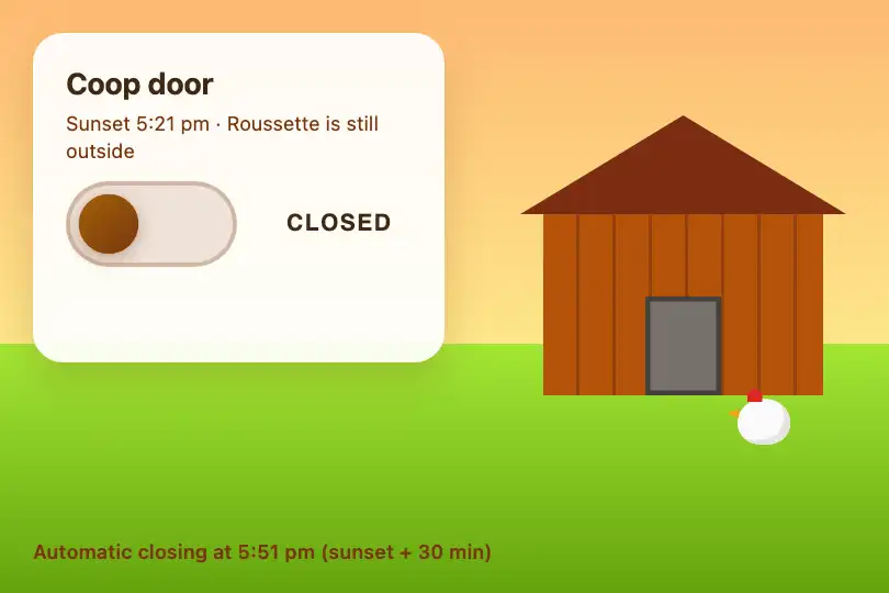 Coop door — the app of an automatic chicken door — Toggle Morph example 2