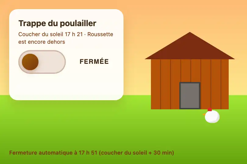 Trappe du poulailler — appli d'une porte automatique — Toggle Morph exemple 2