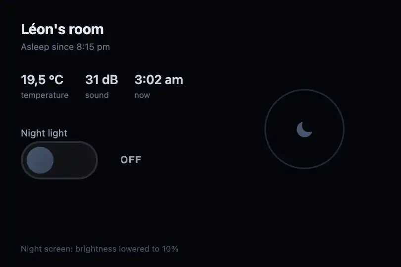 Bedroom night light — a baby monitor app — Toggle Morph example 3