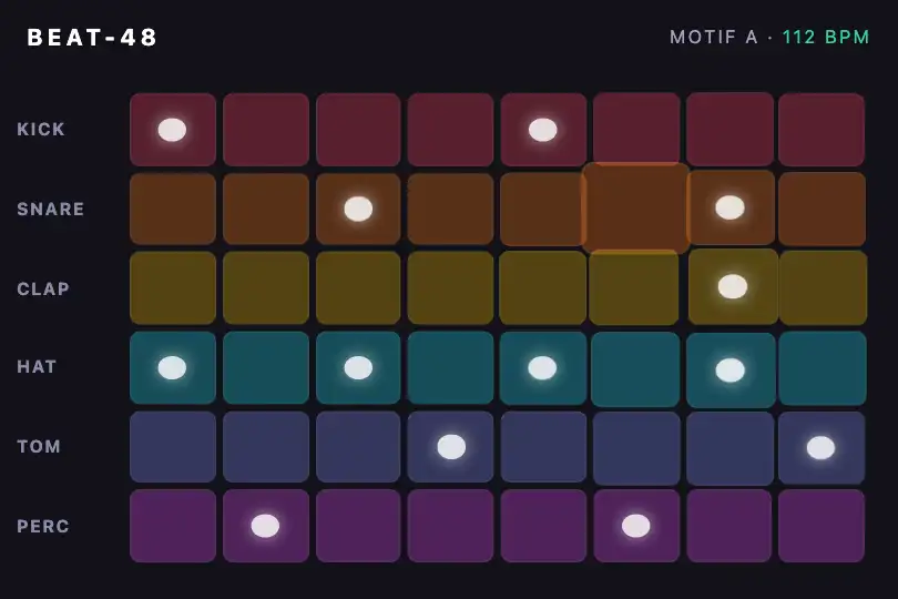 Pads d'une boîte à rythmes en ligne — Predictive Grid Morph exemple 2
