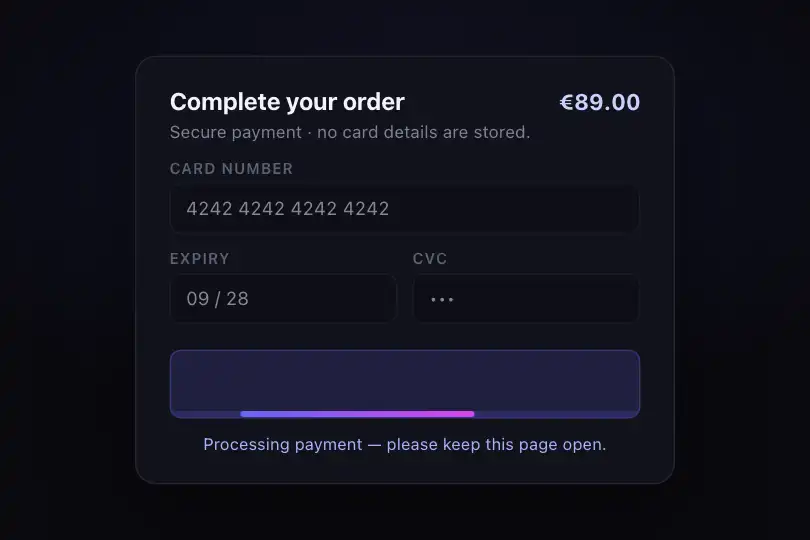 Submit button — form waiting for a server response — Progress Bar example 1