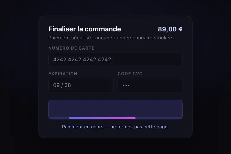 Bouton d'envoi — formulaire en attente de réponse serveur — Progress Bar exemple 1