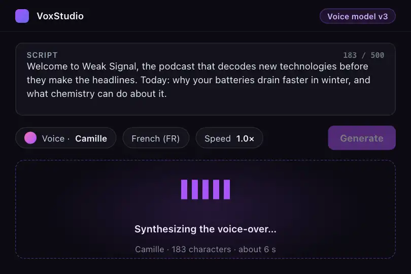 AI voice synthesis — waiting for the output — Wave Bars example 3