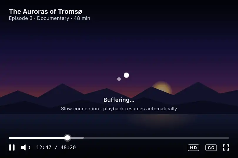 Video player buffering overlay — Orbit example 2