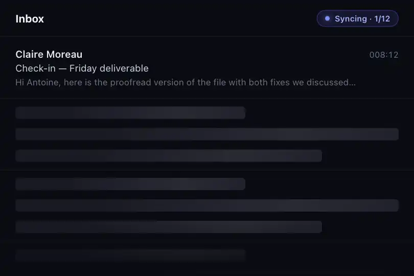 Preview list — messages loading from the API — Skeleton Screen example 1