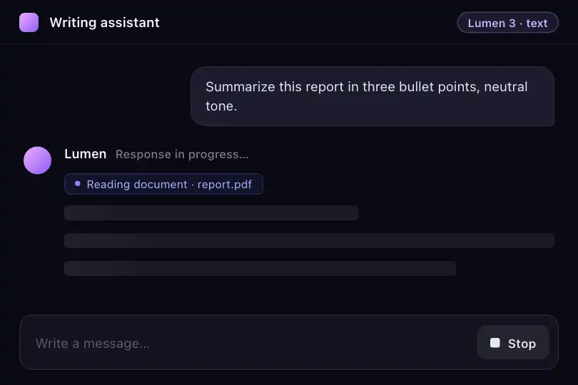 Response pending — placeholder in an AI generation area — Skeleton Screen example 2
