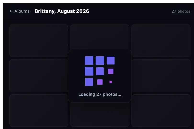 Photo gallery — loading an album of thumbnails — Cube Grid example 1
