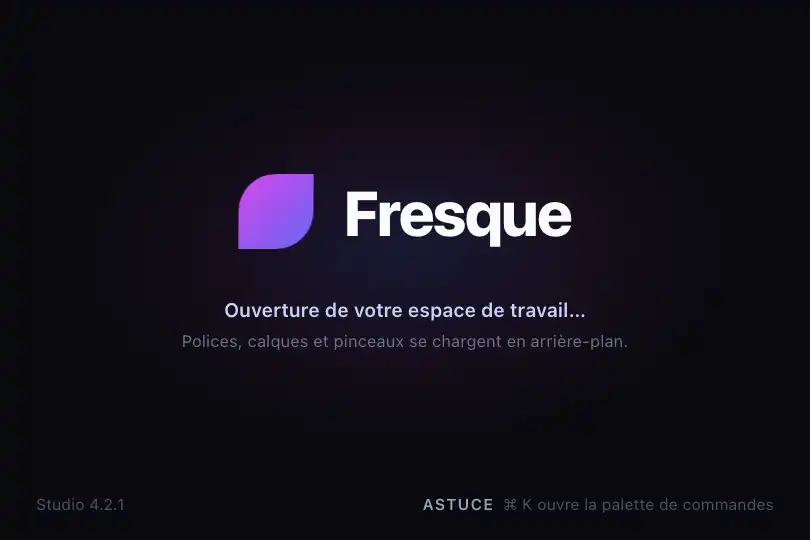 Écran d'attente d'un outil créatif — la forme fait office de logo animé — Morphing Shape exemple 1