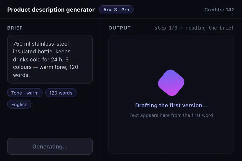 AI generation zone — waiting for the first response — Morphing Shape example 2