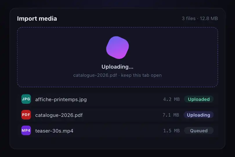 File upload — loader centered in the drop zone — Morphing Shape example 3