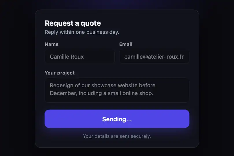 Submit button — the label signals its own state — Text Loading example 1