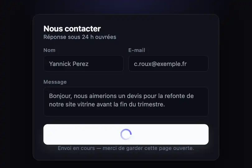 Bouton « Envoyer » pendant la soumission d'un formulaire — Gradient Ring exemple 1