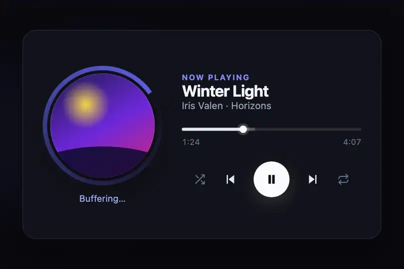 Music player — ring around the album art while the track buffers — Gradient Ring example 2