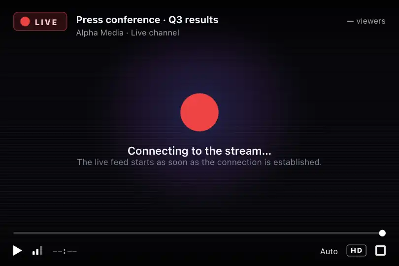 Live dot — video stream connecting indicator — Heartbeat example 3